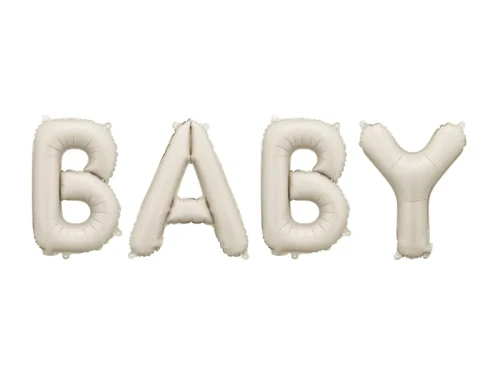 Balony foliowe napis "BABY" beżowy