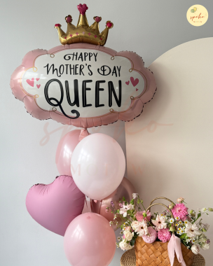 Zestaw: torebka z kwiatami M + balonowy bukiet DZIEŃ MATKI (odbiór osobisty, dostawa, Kraków)