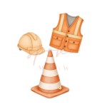 Dekoracja wielkoformatowa BUDOWA KASK, KAMIZELKA, PACHOŁEK, zestaw (Wybierz materiał: PCW 3mm (cięcie po obrysie, wykończenie matowe, bez nóżki))
