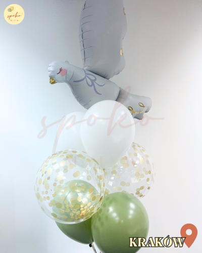 Balonowy bukiet z helem, Chrzest, GOŁĄBEK (odbiór osobisty, dostawa, Kraków)