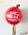 Personalizowany balon double bubble, JABŁKO, DZIEŃ NAUCZYCIELA (odbiór osobisty, dostawa, Kraków)