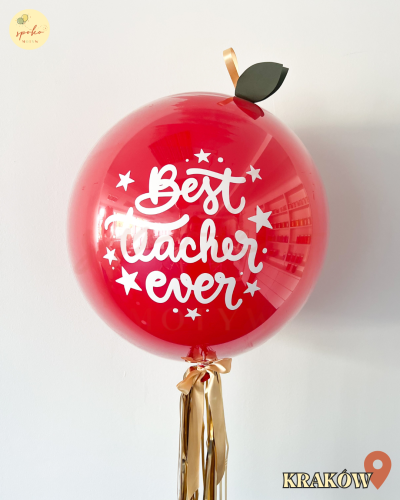 Personalizowany balon double bubble, JABŁKO, DZIEŃ NAUCZYCIELA (odbiór osobisty, dostawa, Kraków)