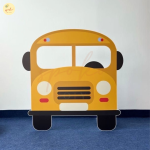 Dekoracja wielkoformatowa WITAJ SZKOŁO, AUTOBUS SZKOLNY, fotobudka, 96x96cm (Wybierz materiał: PCW 3mm (cięcie po obrysie, wykończenie matowe, bez nóżki))