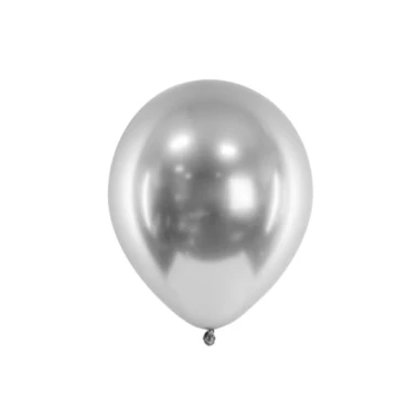 Balony 30cm, srebrny, 1szt.| PartyDeco Glossy Balloons + HEL (odbiór osobisty, dostawa, Kraków)