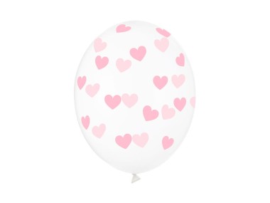 Balon 30cm, serduszka, transparentny, Crystal Clear, 1szt. | PartyDeco Strong Balloons + HEL (odbiór osobisty, dostawa, Kraków)
