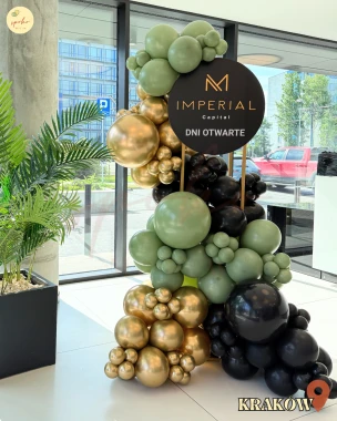 Balonowa girlanda na stelażu, Event Firmowy, ELEGANT GREEN (montaż, Kraków)