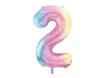 Balon foliowy Cyfra, tęczowy, 86cm (Cyfra: 2)