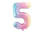 Balon foliowy Cyfra, tęczowy, 86cm (Cyfra: 5)