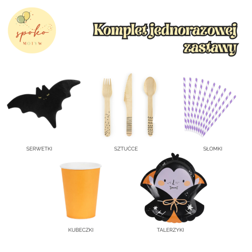 HALLOWEEN - komplet jednorazowej zastawy | SPOOKY FRIENDS
