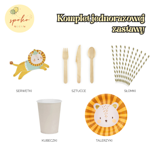 SAFARI - komplet jednorazowej zastawy na 6 osób