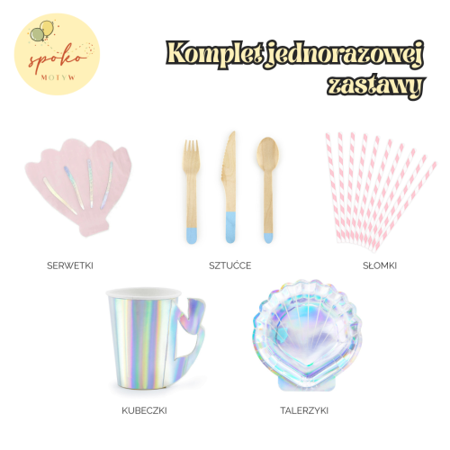 SYRENKA - komplet jednorazowej zastawy na 6 osób