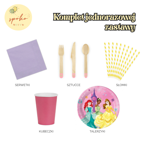 DISNEY PRINCESS - komplet jednorazowej zastawy na 6 osób | KSIĘŻNICZKI