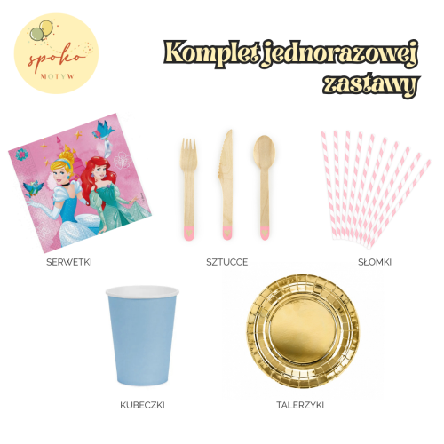 DISNEY PRINCESS - komplet jednorazowej zastawy na 6 osób | KSIĘŻNICZKI