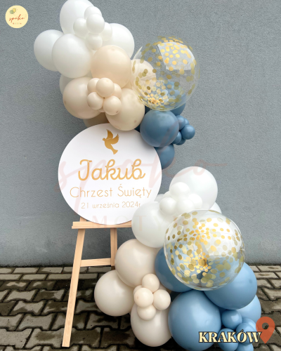 Sztaluga z balonami, Chrzest Święty, SOFT BLUE(odbiór osobisty, dostawa, Kraków)