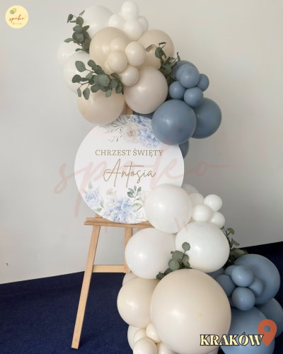 Sztaluga z balonami Chrzest Święty, SOFT BLUE (odbiór osobisty, dostawa, Kraków)