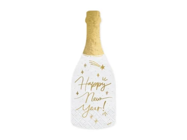 Serwetki sylwestrowe Szampan Happy New Year, biały, 20szt. | SYLWESTER