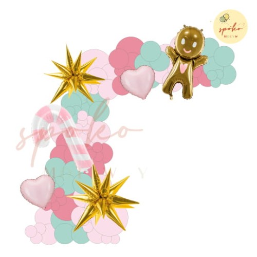 Balony na girlandę LUX (6mb), Boże Narodzenie, Różowe Święta