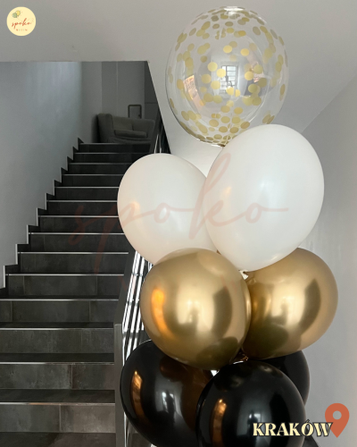 Balonowy bukiet z helem MEDIUM, Sylwester, LUXE BALANCE (odbiór osobisty, dostawa, Kraków)
