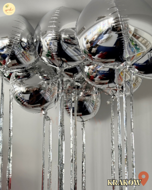 Balony z helem, Sylwester, SILVER, 6szt. (odbiór osobisty, dostawa, Kraków)