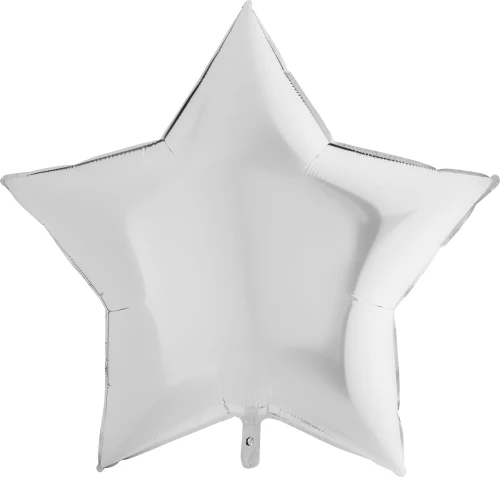 Balon foliowy Jumbo Gwiazdka, biały, 91cm + HEL (odbiór osobisty, dostawa Kraków