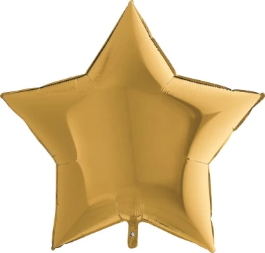 Balon foliowy Jumbo Gwiazdka, złoty, 91cm + HEL (odbiór osobisty, dostawa Kraków)