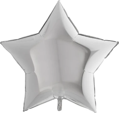 Balon foliowy Jumbo Gwiazdka, srebrny, 91cm + HEL (odbiór osobisty, dostawa Kraków)