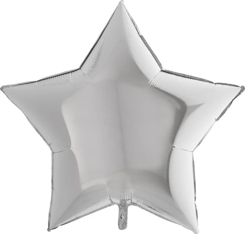 Balon foliowy Jumbo Gwiazdka, srebrny, 91cm + HEL (odbiór osobisty, dostawa Kraków)