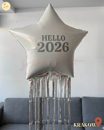 Balon Jumbo z helem, Gwiazdka, Sylwester, WHITE PARTY (odbiór osobisty, dostawa, Kraków)