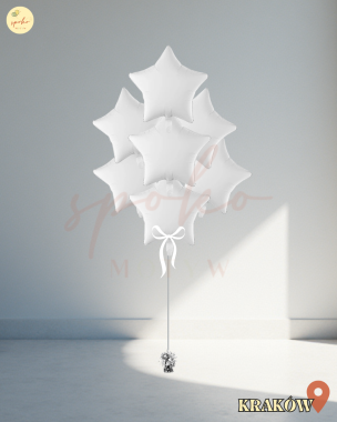 Balonowy bukiet z helem, Sylwester, GWIAZDKI WHITE, 9szt. (odbiór osobisty, dostawa, Kraków)