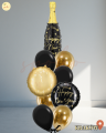 Balonowy bukiet z helem, Sylwester, BUTELKA, CLASSIC BLACK (odbiór osobisty, dostawa, Kraków)