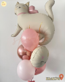 Mały balonowy bukiet z helem BIAŁY KOTEK (odbiór osobisty, dostawa, Kraków)