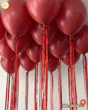Balony z helem pod sufit, Walentynki, RED LOVE, 12szt. (odbiór osobisty, dostawa, Kraków)