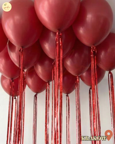 Balony z helem pod sufit, Walentynki, RED LOVE, 12szt. (odbiór osobisty, dostawa, Kraków)