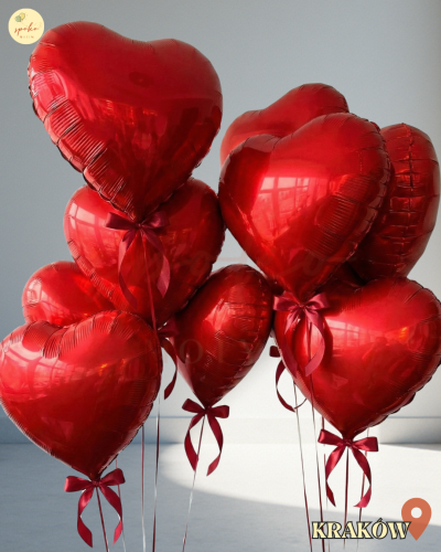 Balony z helem pod sufit, WALENTYNKI, RED LOVE, 10szt. (odbiór osobisty, dostawa, Kraków)