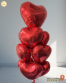 Balonowy bukiet z helem CZERWONE SERCA, 9+1szt. (odbiór osobisty, dostawa, Kraków)