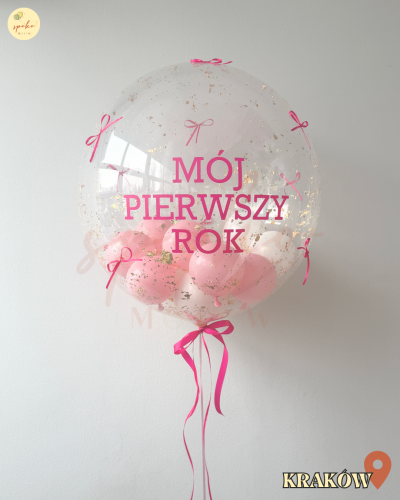 Balon Bubble z helem, Roczek, PINK (odbiór osobisty, dostawa, Kraków)