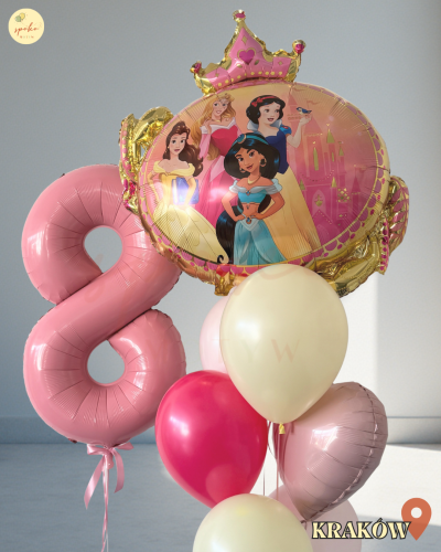 Zestaw balonów z helem, Urodziny, DISNEY PRINCESS (odbiór osobisty, dostawa, Kraków)