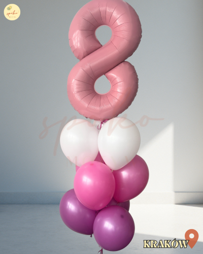 Balonowy bukiet z helem, Urodziny, 8 (odbiór osobisty, dostawa, Kraków)