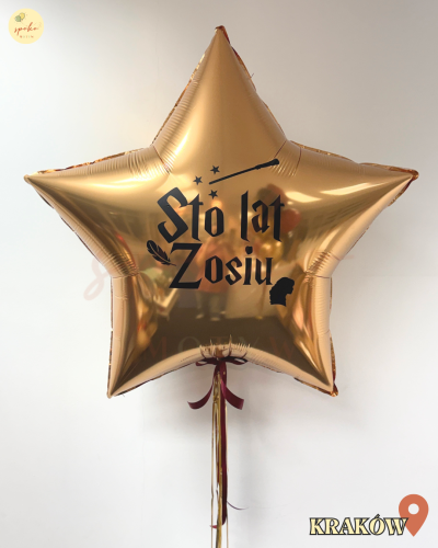 Balon Jumbo z helem, Gwiazdka, Urodziny, CZARODZIEJ (odbiór osobisty, dostawa, Kraków)