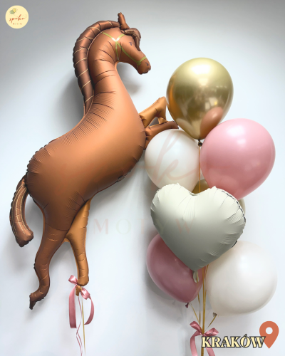 Zestaw balonów z helem, Urodziny, KOŃ (odbiór osobisty, dostawa, Kraków)