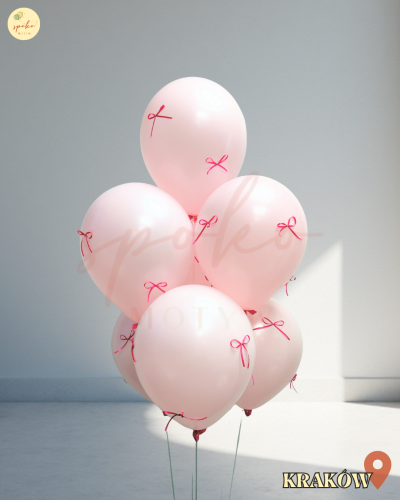 Balonowy bukiet z helem, roczek, PINK (odbiór osobisty, dostawa, Kraków)