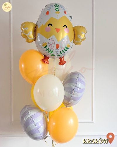 Balonowy bukiet z helem, Wielkanoc, PISKLĘ (odbiór osobisty, dostawa, Kraków)