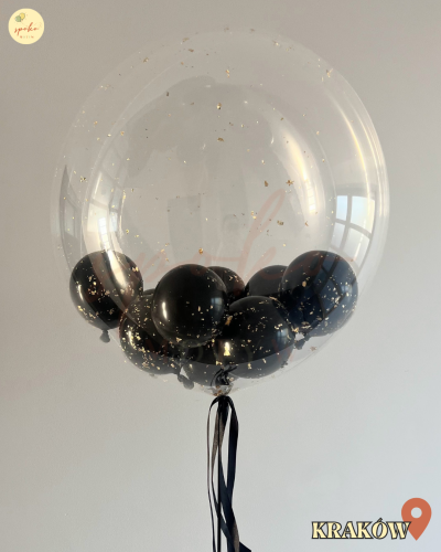 Balon Bubble z helem, Urodziny, BLACK (odbiór osobisty, dostawa, Kraków)