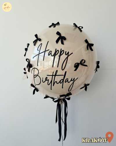 Balon Double Bubble z helem, Urodziny, BEIGE AND BLACK (odbiór osobisty, dostawa, Kraków)