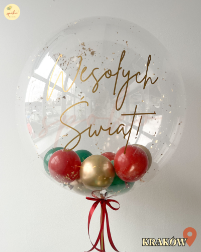 Balon Bubble z helem, Boże Narodzenie, KLASYCZNE ŚWIĘTA (odbiór osobisty, dostawa, Kraków)