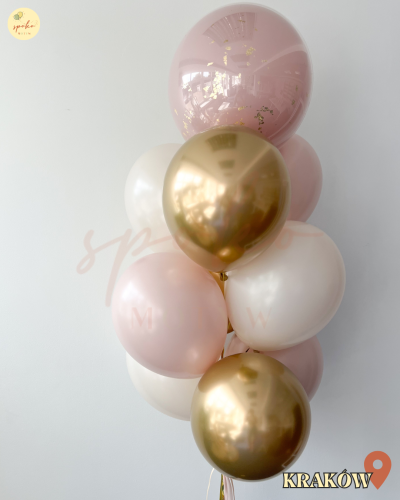 Balonowy bukiet z helem, Chrzest Święty, SOFT PINK (odbiór osobisty, dostawa, Kraków)