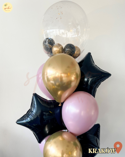 Balonowy bukiet z helem, Urodziny, MIDNIGHT ROSE (odbiór osobisty, dostawa, Kraków)