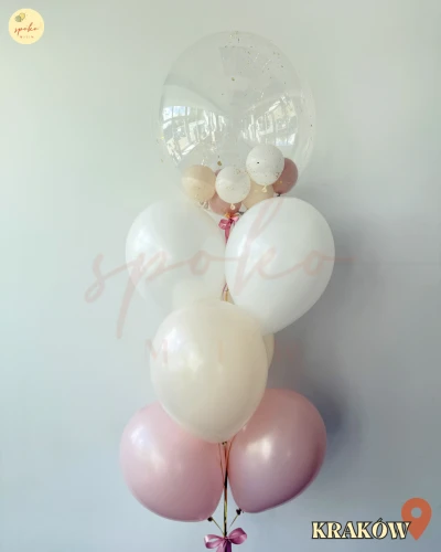 Balonowy bukiet z helem, Chrzest, SOFT PINK (odbiór osobisty, dostawa, Kraków)