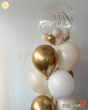 Balonowy bukiet z helem, Otwarcie Lokalu, BEŻOWA ELEGANCJA (odbiór osobisty, dostawa, Kraków)