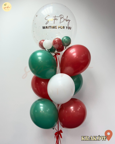 Balonowy bukiet z helem, Boże Narodzenie, SANTA BABY (odbiór osobisty, dostawa, Kraków)